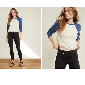 Veronica Beard Blue and White Crew Neck Sweater